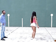 Striking tennis player with monstrous tits agrees to rough pounding at the sphere