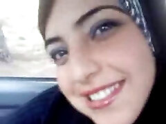 Hot arab displaying her boobs in the car 