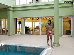 Doll Dee cute shy Czech teen swimming