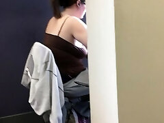 20yr old bra-less chubby in the library