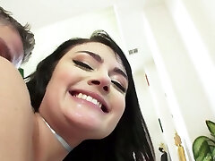Floozy in torn pantyhose Adria Rae takes a dick in her twat and anus