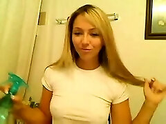 Hot blonde that is uper gives taunting show