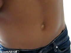 Black girl abdomen button cam