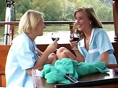 Adorable Nurses Lucy and Sindy make out on a Boat