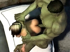 3D cartoon stunner gets fucked outdoors by The Hulk