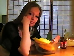 Stretching cooch with food insertions