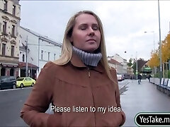 Sexy amateur blondie Czech gal Zuzana pussy banged for cash
