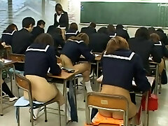 Public sex with torrid Asian schoolgirls during an exam