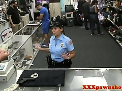 Real cop flashes her bosoms to pawnbroker for cash