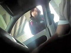 Man in the car scared amateur with cock flashing