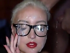 Bukkake stellar girl with glasses (slowmotion) Bukkake stellar girl with glasses (slowmotion)