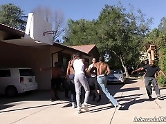 Bitchy Nina Elle fellates as much black cock as she can