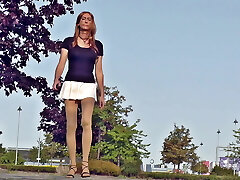 TGIRL wears very short Skirt in Public - Crossdresser