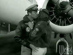 Old School Gonzo as a Fighter Pilot Fucks a Babe in Uniform