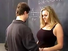 Light-haired student offers her tits to her French professor