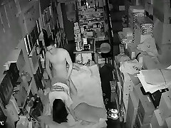 Camera monitoring candid pictures of convenient small shops, couple sex life in couch