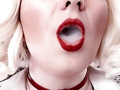 Smoking Fetish: Solo Marvelous Video of Hot Blonde Bratty MILF Arya Grander Glaminatrix Close up Crimson Lips