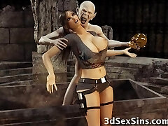 3D Zombie Screws Lara Croft!