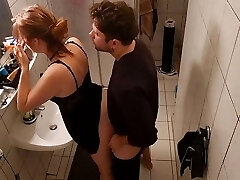 Stepsister Romped In The Bathroom And Almost Got Caught By Step-mother