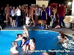 Group sex swinger's pool party with hot sucking and fucking
