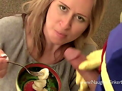 Preggo blonde Milf fucked in arse by Bananaman and big banana