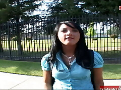 Black haired teen with tiny boobies picked up for sex in the van