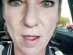 MILF Wanks and Squirts with Huge Cucumber in Grocery Store Parking Bunch