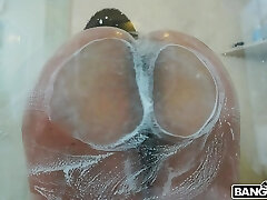 Perv watches Aryana Adin take a shower and nails her jummy pussy