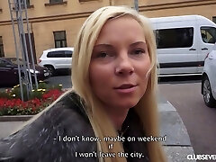 Blonde chick gets pummeled during an interview by a hot stud