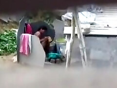 Aunty Bathing Uncovered at Public Place Aunty Bathing Uncovered at Public Place