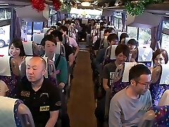 Japanese party bus romp with girls fucking strangers