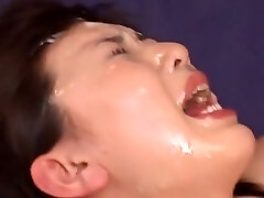 Crazy Japanese dame Reon Kirishima in Incredible Facial, Gangbang JAV clip