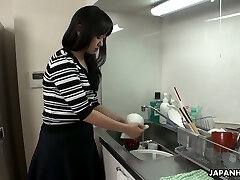 Too tired hubby falls asleep while his colleague drills his wife Risa Kurokawa