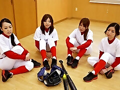 The schoolgirls of baseball crew like hot sex with creampie