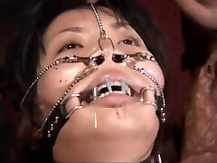 Jap Plus-size slave got needles pierced lip to keep her hatch shut