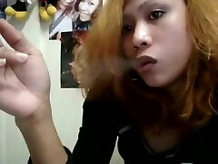 Heavy smoking chinese girl