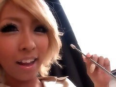 Beautiful blonde Japanese babe loves xxl creampies