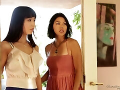 Outstanding hottie from Japan Marica Hase is pleasing pussy of voluptuous GF