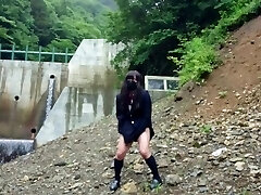 Adorable Transgender ejaculates lewdly as she unveils herself at a dam deep in the mountains.