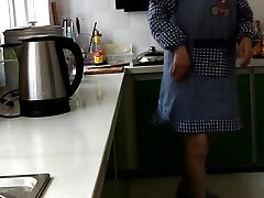 Freak Chinese wife spanked in kitchen
