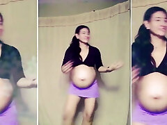 Dancing and Taunting Pregnant Babe