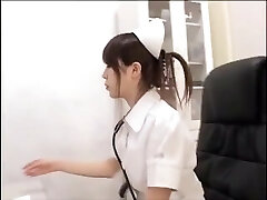 Japanese Nurse Handjob With Spandex Gloves