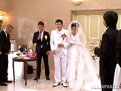 Chinese bride gets fucked by a few studs after the ceremony