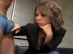 Red-hot office gal giving blowjob on her knees jizm to mouth swallowing on the floor in the office segment