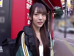 A petite Japanese with a vibrator in her gash walks around the city and gets hard sex.