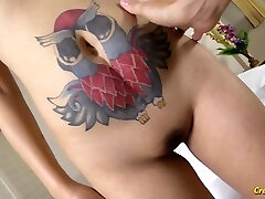 Naughty Thai nympho frigs her wet pussy before giving a nice blowjob