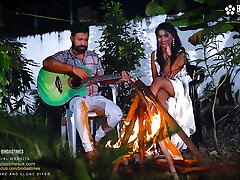 Night Outdoor Bonfire open hook-up at night with StarSudipa and Cumshots ( Hindi Audio )