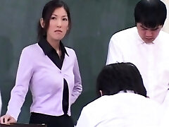 Japanese Tutor degraded and Cum covered by her Students