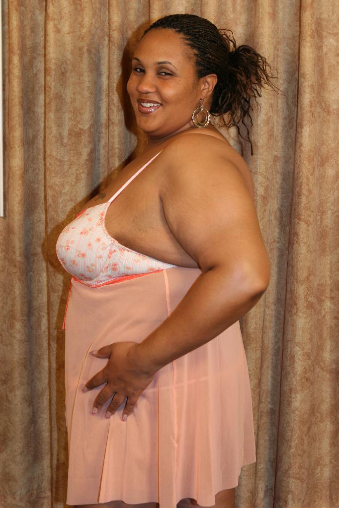 Massive ebony BBW stripping off her night gown to show off her chocolate  black booty