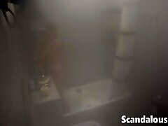 Video of my 16senos chiquito naked in the bathroom enjoying a flattering shower